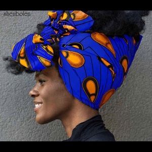 Blue African Head Wrap